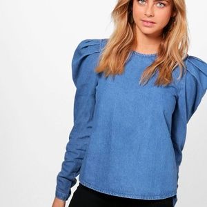 Puff Sleeve Denim Top
